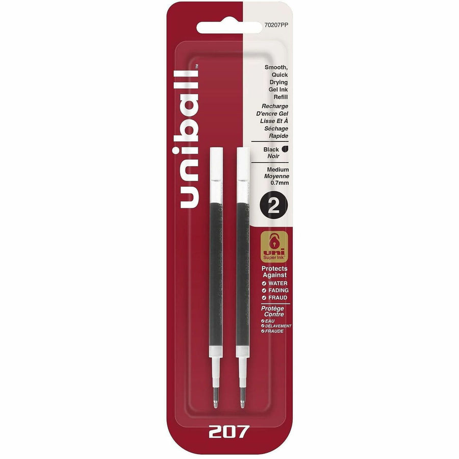 uniball™ 207 Gel Pen Refill, Black, Super Ink, 2 / Pack, UBC70207PP