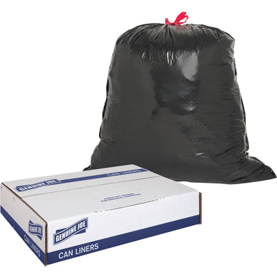 Genuine Joe Flexible Drawstring Trash Can Liners, Black, 1 Carton, GJO01230