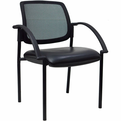 Lorell Mobile Mesh Back Guest Chair with Arms, Black, LLR60462