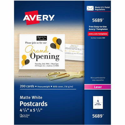 Avery Postcards, White, 5 1/2" x 4 1/4", 200 / Box — view 1