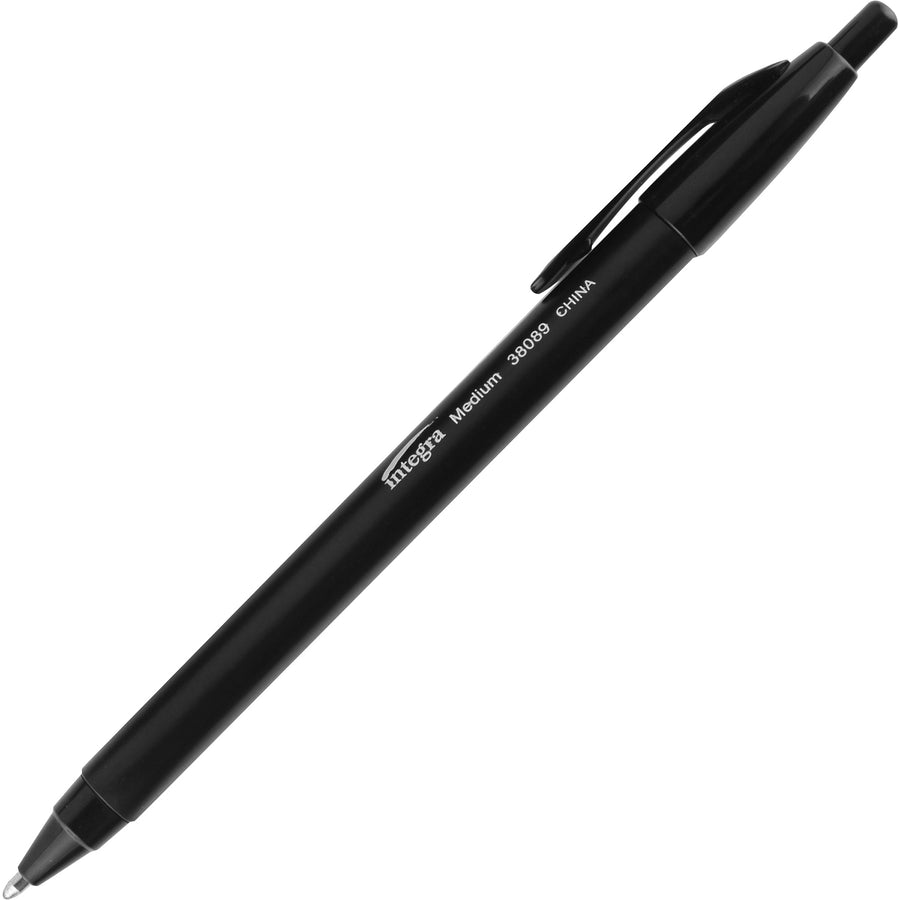 Integra Triangular Barrel Retractable Ballpnt Pens, Black, Water Resistant Ink, 1 Dozen, ITA38089