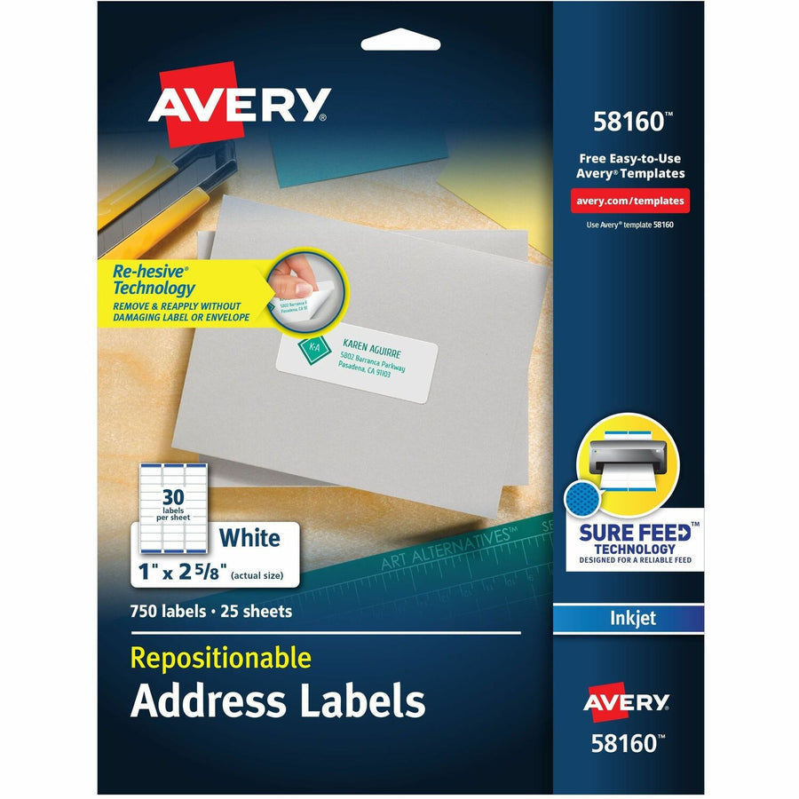 Avery Repositionable Address Labelss - Sure Feed Technology, Matte, 1 Pack — view 1
