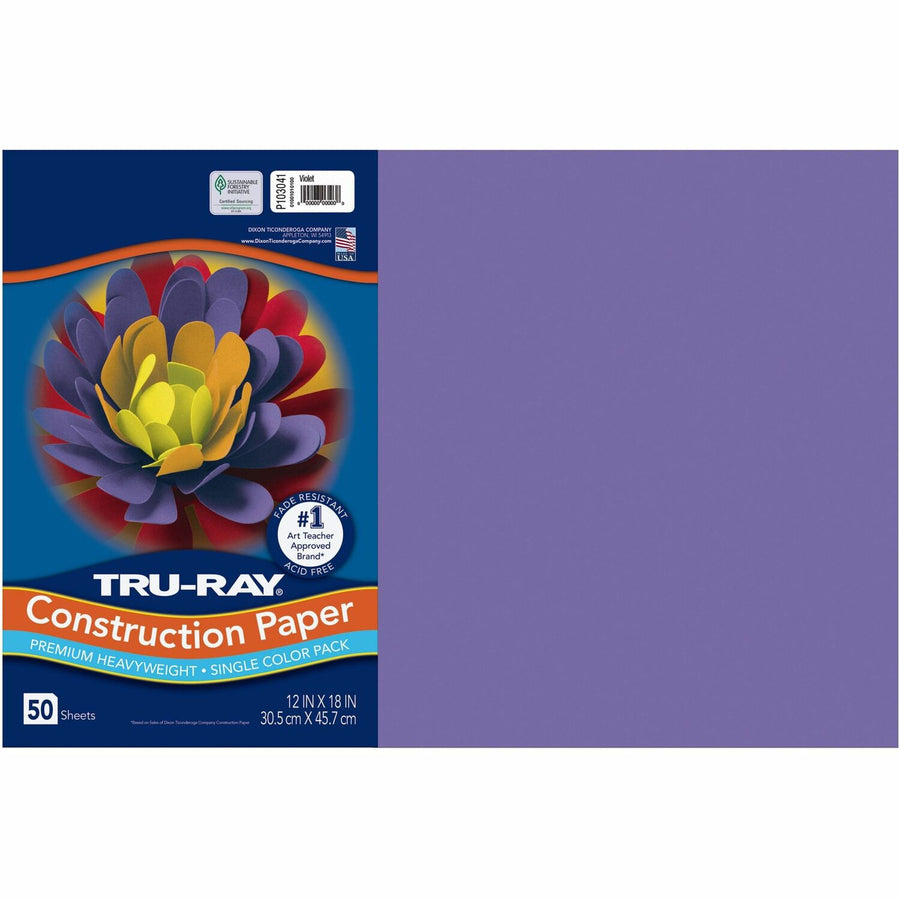 Tru-Ray Heavyweight Construction Paper, 12" x 0.50", Violet, Sulphite, Acid-free, 1 / Pack, PAC103041