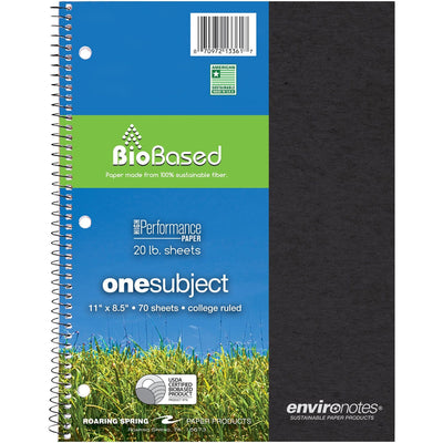 Roaring Spring Paper Products Roaring Spring Environotes College Ruled 1 Subject Recycled Spiral Notebook, 11" x 8 1/2", ROA13361