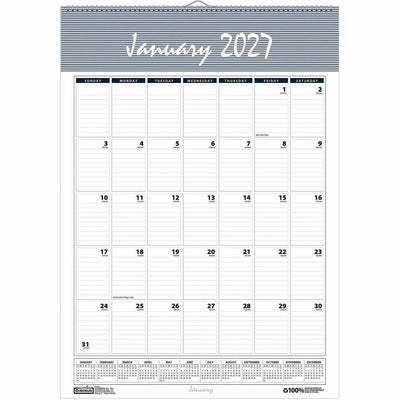 House of Doolittle Bar Harbor 12-Month Wall Calendar, Gray, 8 1/2", HOD331HD
