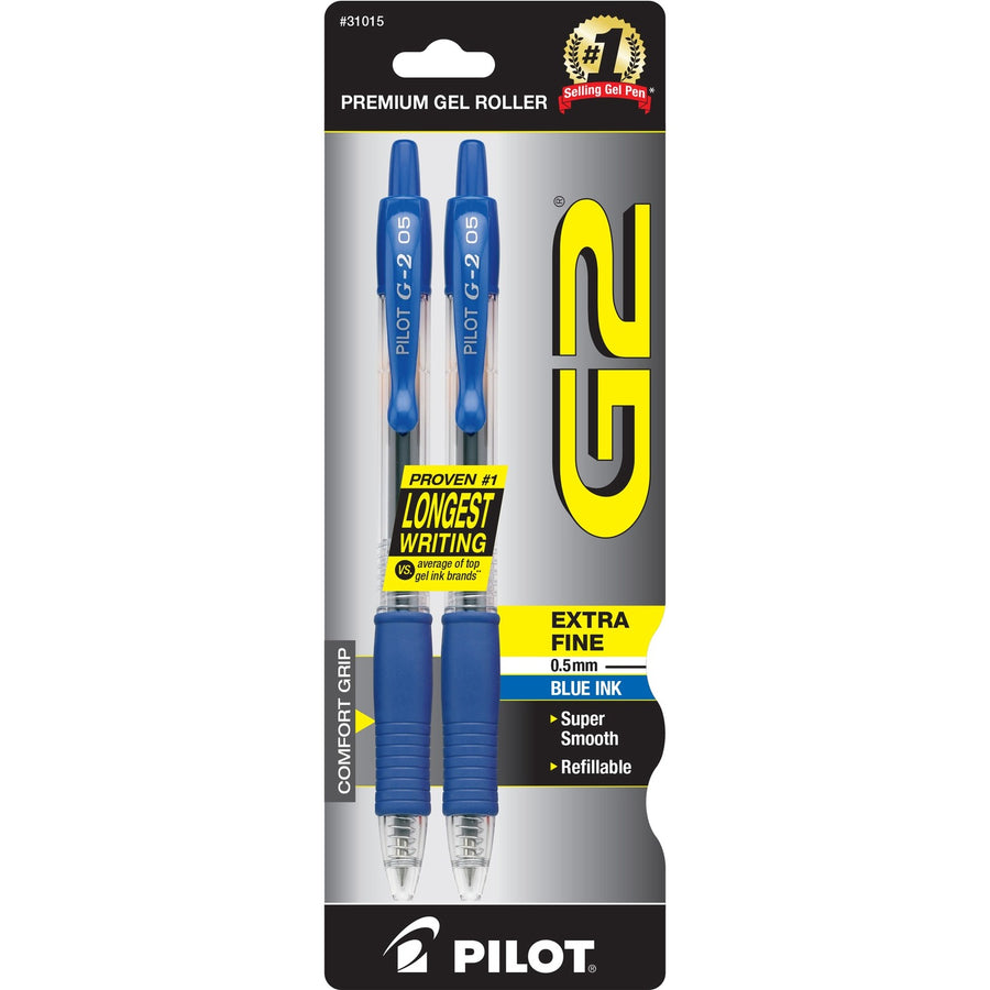 Pilot Premium Gel Ink Retractable Pen, Blue, Long Lasting, 2 / Pack, PIL31015