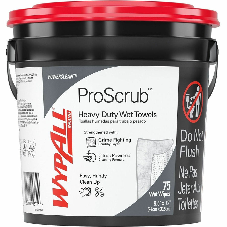 Wypall PowerClean ProScrub Heavy Duty Wet Towels, Pre-moistened, 6 / Carton, KCC91371