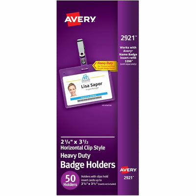 Avery Heavy-Duty Badge Holders with Clips, Clear, 50 / Box — view 1