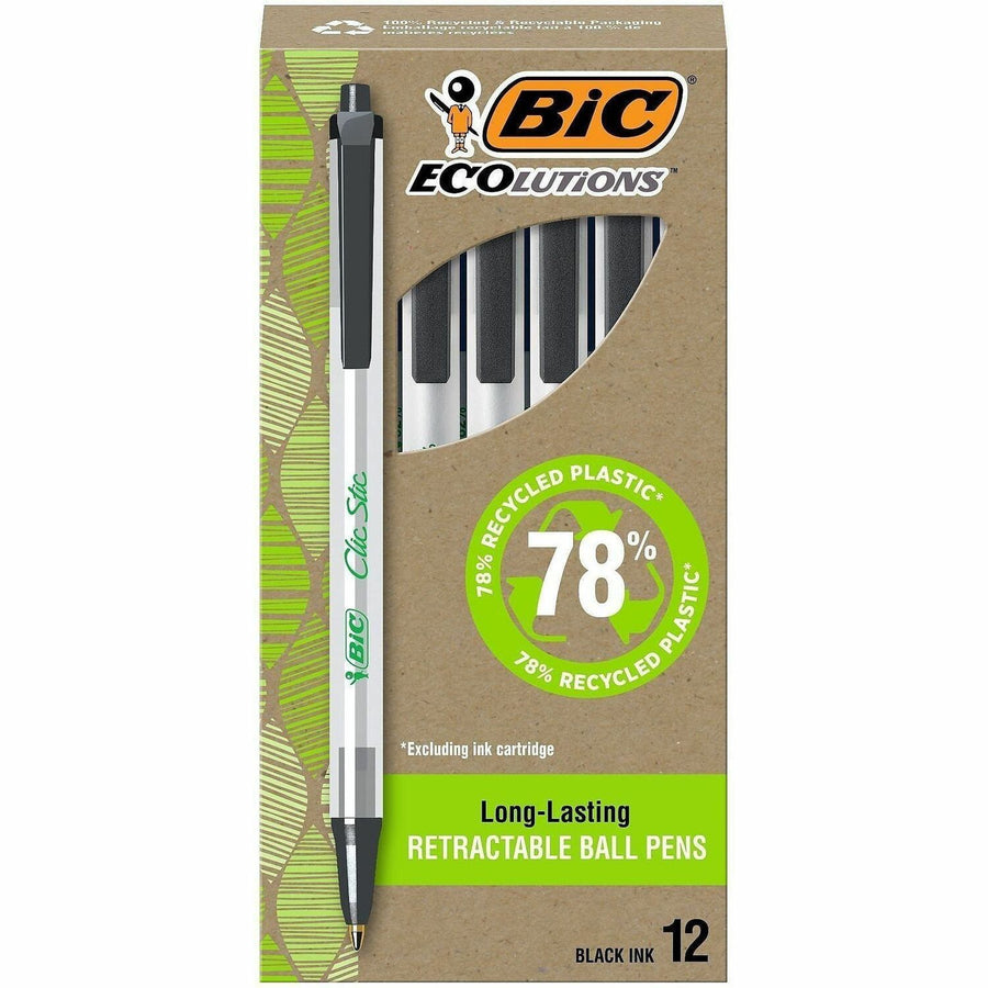 BIC Clic Stic Retractable Ball Pens, 1 Dozen — view 1