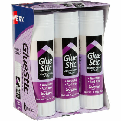 Avery Glue Stic with Disappearing Purple Color, 6 / Pack, AVE98071