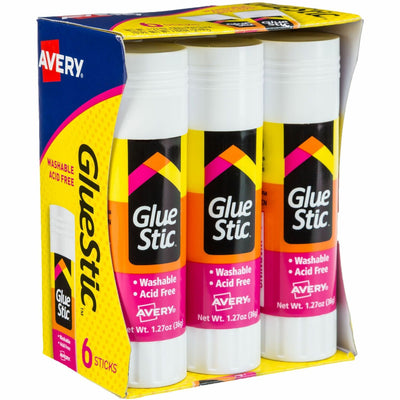 Avery Glue Stick, White, 6 / Pack, AVE98073
