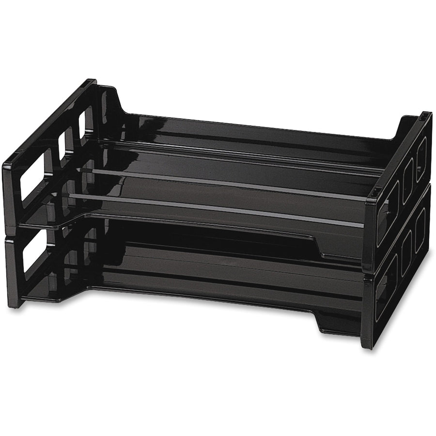Officemate Side Load Letter Tray, 13.18" x 2.75", Black, Plastic, Durable, 1 / Pack, OIC21022