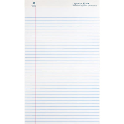 Business Source Writing Pads, 8 1/2" x 14", 1 Dozen, BSN63109