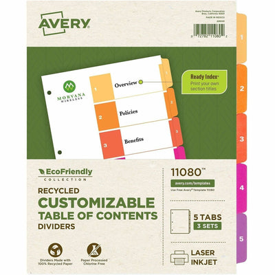 Avery EcoFriendly Recycled Dividers, 5 Tabs (3 Sets of ), White — view 1
