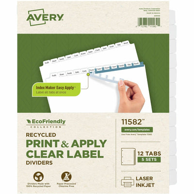 Avery Eco-friendly Index Makers Dividers, White, 5 / Pack, AVE11582