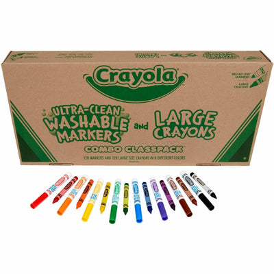 Crayola 8-Color Combo Large Crayon/Washable Marker Classpack, 1 Box, CYO523348