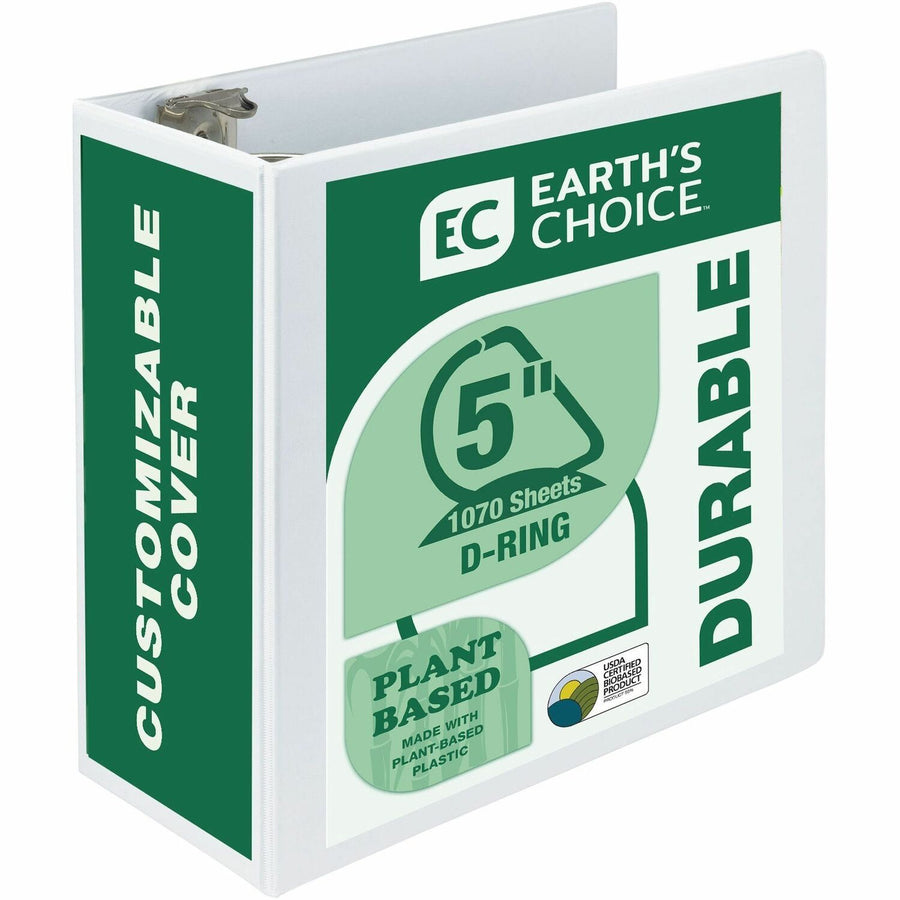 Samsill Earth's Choice Plant-based Durable View Binder, 8.5" Width x 11" Length, White, Chipboard, 1070, PVC-free, SAM16907