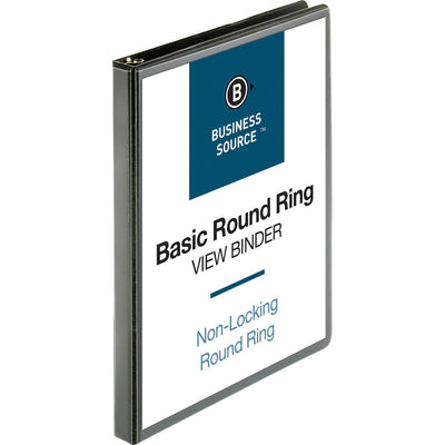 Business Source Round-ring View Binder, Black, 8 1/2" Width x 11" Length, BSN09950