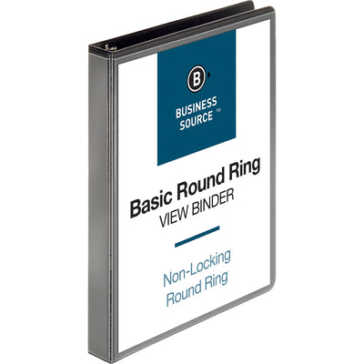 Business Source Round-ring View Binder, Black, 8 1/2" Width x 11" Length, BSN09952