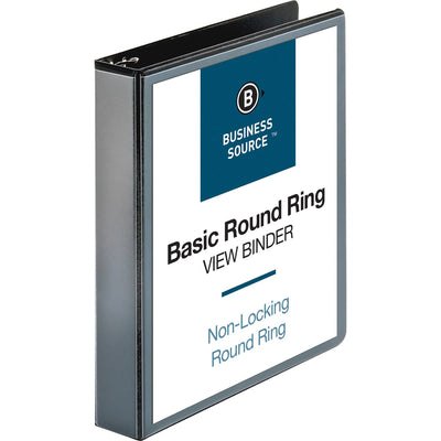 Business Source Round-ring View Binder, Black, 8 1/2" Width x 11" Length, BSN09954