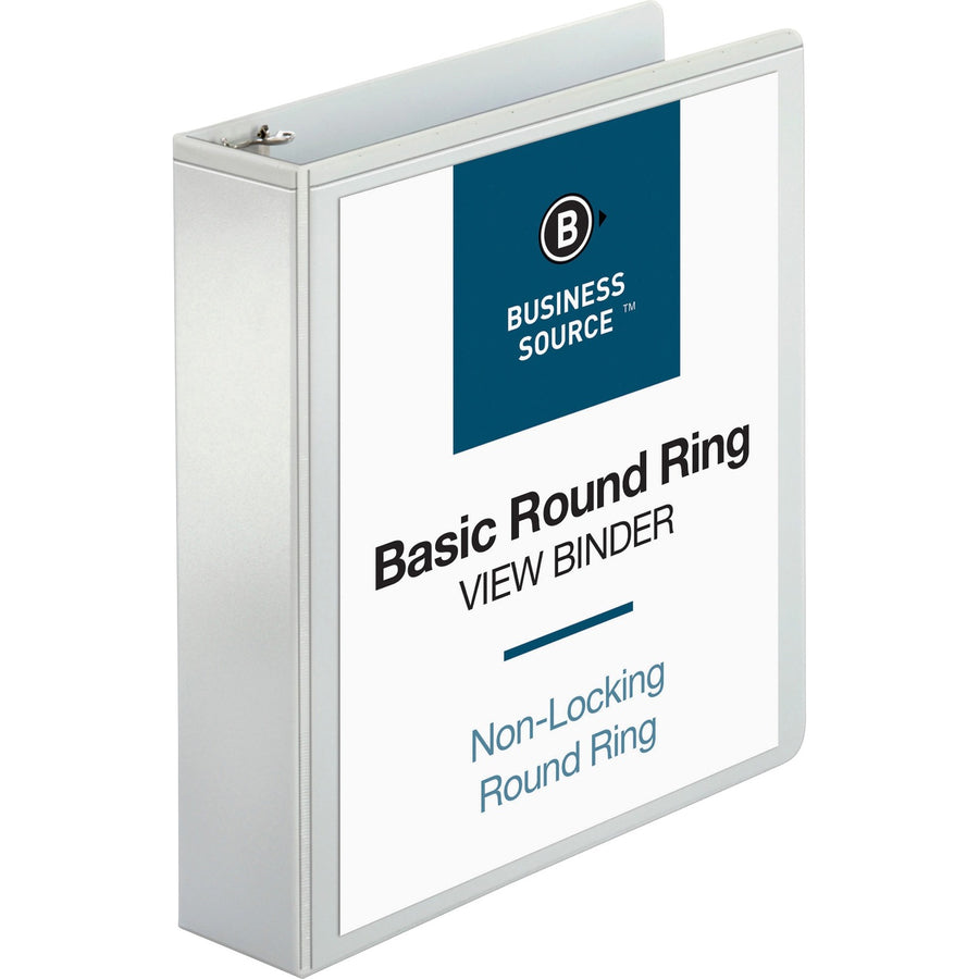 Business Source Round-ring View Binder, White, 8 1/2" Width x 11" Length, 4EA/BD 3BD/CT 32CT/PL — view 1