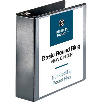 Business Source Round-ring View Binder, Black, 8 1/2" Width x 11" Length, BSN09958