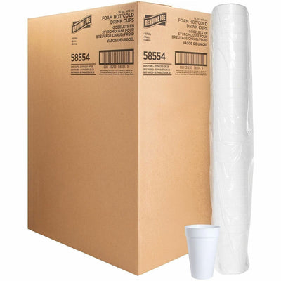 Genuine Joe 16 oz Hot/Cold Foam Cups, White, 20 / Carton, GJO58554