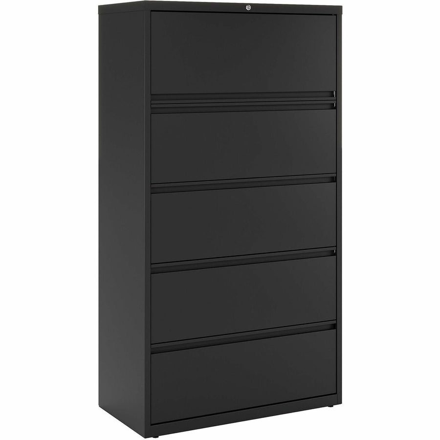 Lorell Fortress Series Lateral File w/Roll-out Posting Shelf, 36" x 67.7", Black, Label Holder, LLR60551