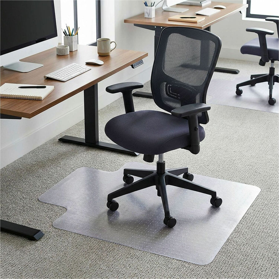 Lorell Wide Lip Low-pile Chairmat, Clear, Vinyl, Slip Resistant, LLR69158