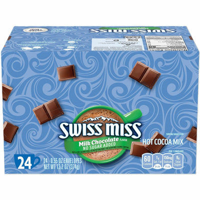 ConAgra Foods Swiss Miss Milk Chocolate No Sugar Added Cocoa Mix Packets, 24 / Box, SWMHUN55584