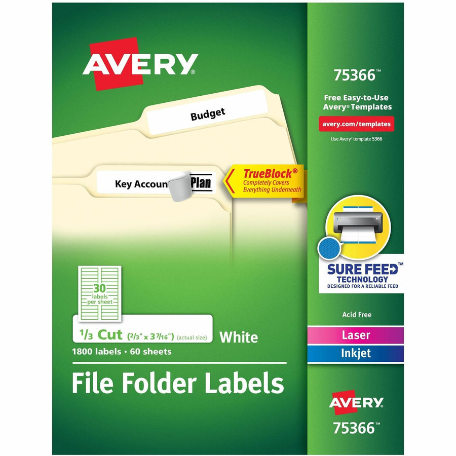 Avery TrueBlock File Folder Labels, Matte, 1 Box — view 1