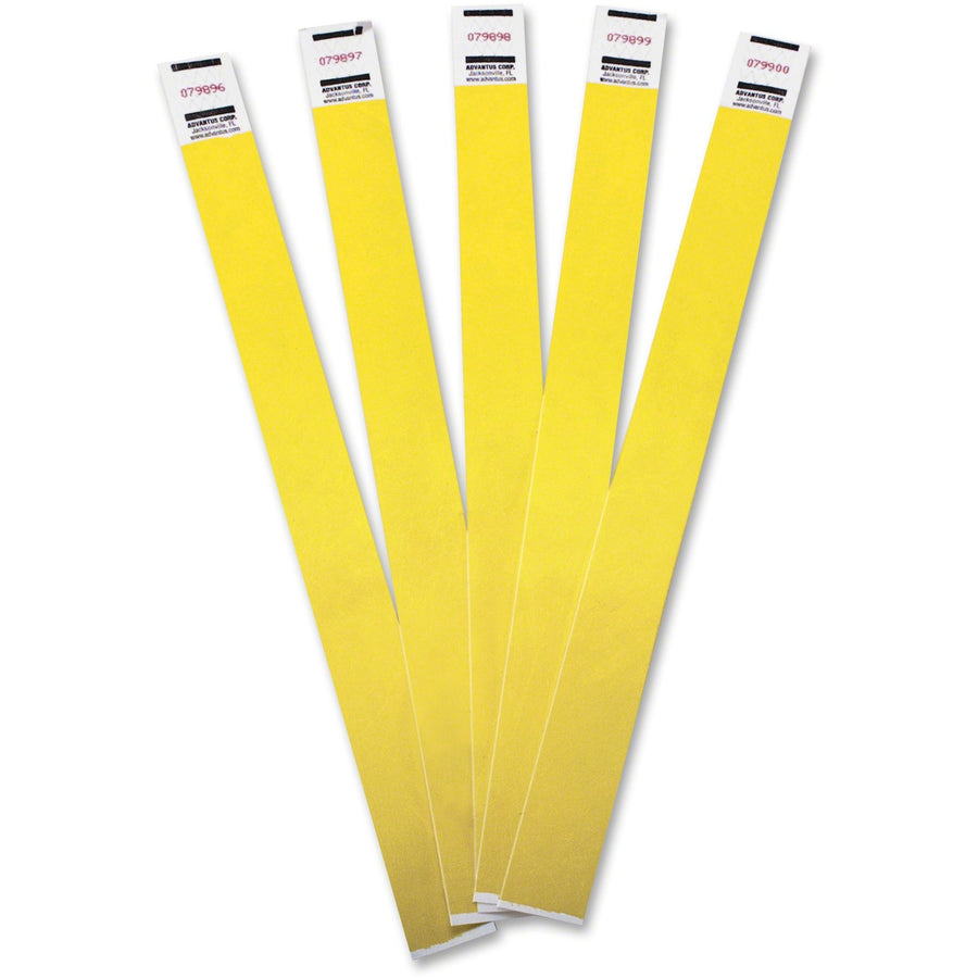 Advantus Tyvek Wristbands, Yellow, 100 / Pack — view 1