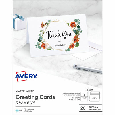 Avery Half-Fold Greeting Cards, Matte, 5-1/2" x 8-1/2", 20 Cards/Envelopes ), White, 20 / Box — view 1