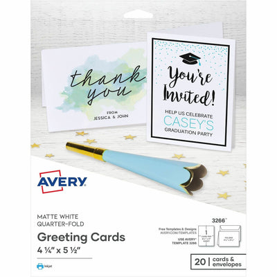 Avery Greeting Cards, White, 4 1/4" x 5 1/2", 20 / Pack — view 1