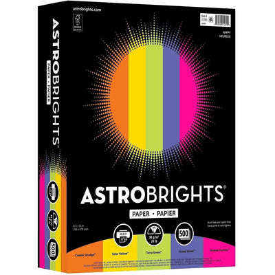 Astrobrights Color Copy Paper "Happy", 5 Assorted Colours, 8.5" x 11", Fireball Fuchsia, 24 lb, Lignin-free, 500 / Ream, WAU21289