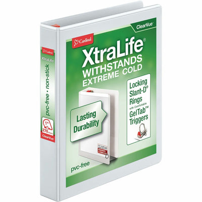 TOPS Cardinal Xtralife ClearVue Locking Slant-D Binder, White, 8 1/2" Width x 11" Length, CRD26300CB