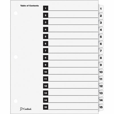 TOPS Cardinal OneStep Numbered Index System, White, 8.50" Width x 11" Length, 1 Set, CRD61513CB