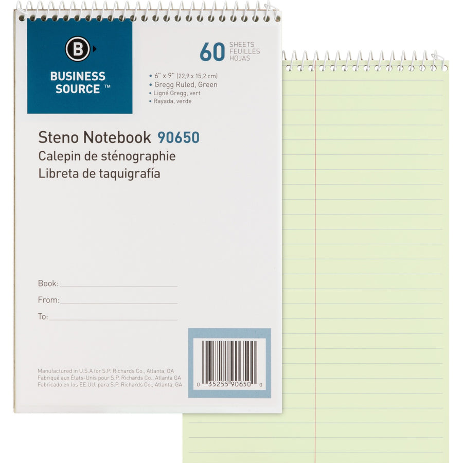 Business Source Steno Notebook, 6" x 9", Coilock, 60, Sturdy, BSN90650