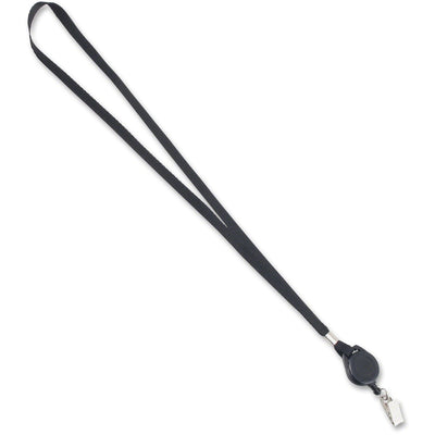 Advantus Retracting ID Reel Badge 36" Lanyard, Black, 12 / Box, AVT75549