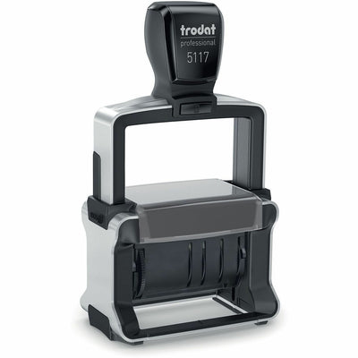 Trodat Professional 12 Message Date Stamp, 0.4" x 2.3", Steel, Heavy Duty, TDTT5117