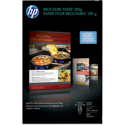 HP Glossy Inkjet Brochure Paper -, White, 11" x 17", 1 Pack, HEWCG932A