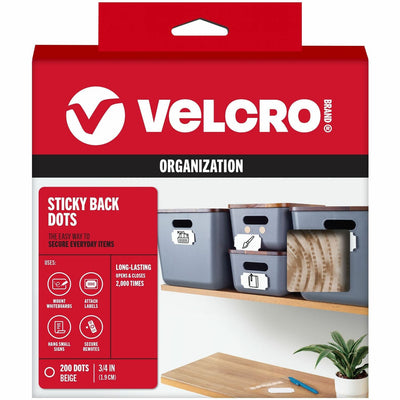 VELCRO® Sticky Back 3/4in Circles Beige 200 ct, Hook & Loop Fastener, 200 / Carton, VEK90140