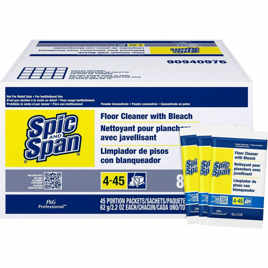 Spic and Span Floor Cleaner with Bleach, White, Heavy Duty, 45 / Carton, PGC02010