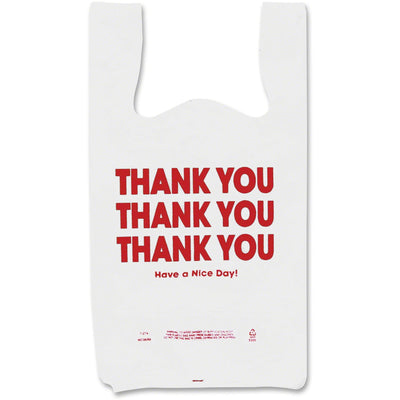 Cosco Thank You Plastic Bags, White, 250 / Box, COS063036