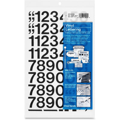 Chartpak Permanent Adhesive Vinyl Numbers, Black, 1 Pack, CHA01130