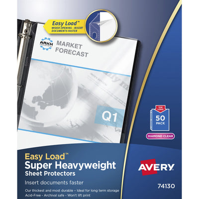 Avery Diamond Clear Heavyweight Sheet Protectors, 8 1/2" Width x 11" Length, 50 / Box, AVE74130