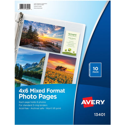 Avery Clear Mixed Format Photo Album Pages, 10ct (13401), 1 Pack, AVE13401