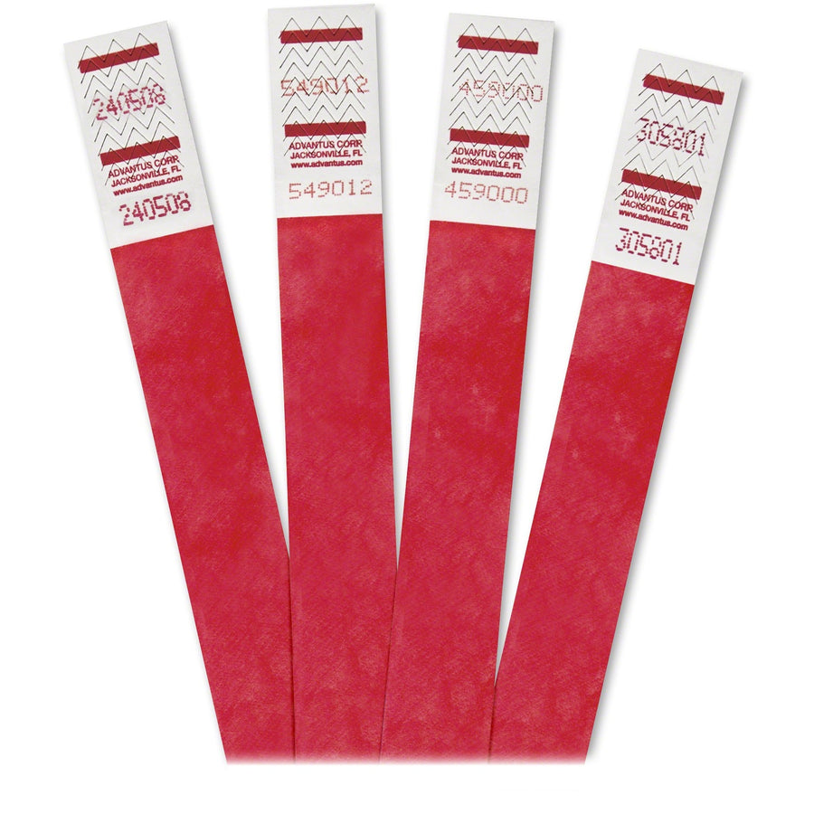 Advantus Tyvek Wristbands, Red, 500 / Pack — view 1