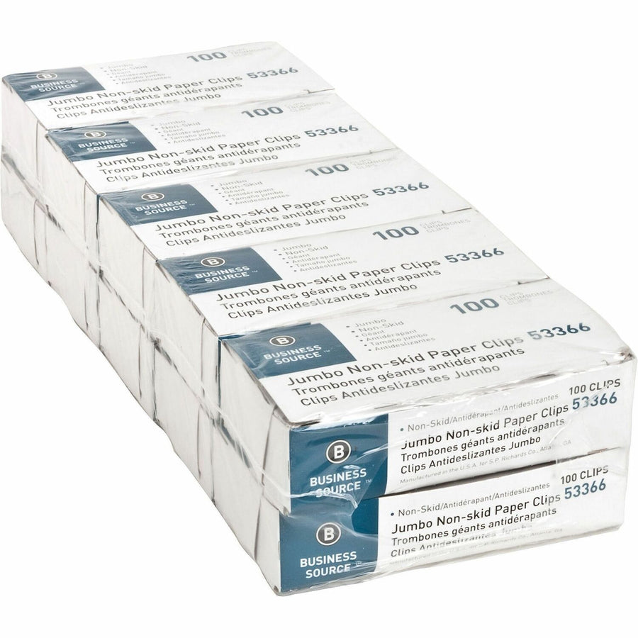 Business Source Jumbo Nonskid Paper Clips, Silver, 10 / Pack — view 1