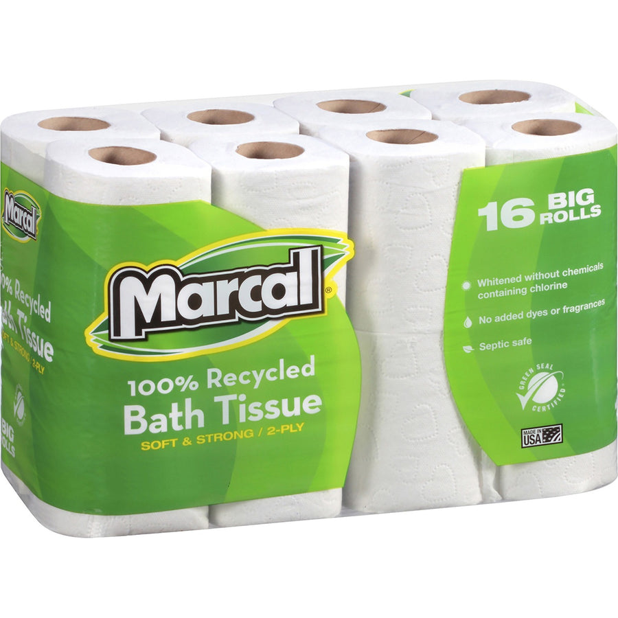 Marcal 100% Recycled Soft/Strong Bath Tissue, White, 1 / Pack, MRC16466